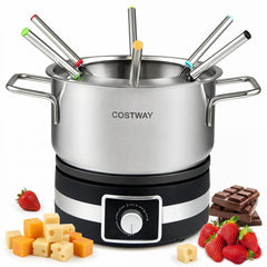 1200W Electric Fondue Pot Set with Removable Stainless Steel Pot and 6 Forks