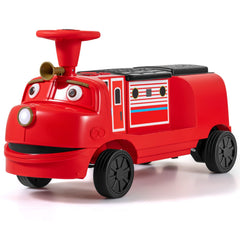 12V 2 Seater Kids Ride On Train, Licensed Chuggington with Flip Seat, Hidden Storage, Headlight and Charging Port, Red