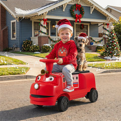 12V 2 Seater Kids Ride On Train, Licensed Chuggington with Flip Seat, Hidden Storage, Headlight and Charging Port, Red