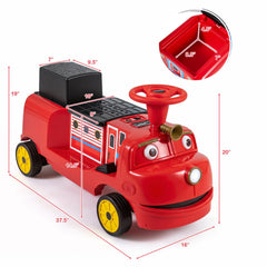 12V 2 Seater Kids Ride On Train, Licensed Chuggington with Flip Seat, Hidden Storage, Headlight and Charging Port, Red