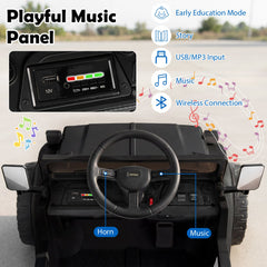 12V Licensed Toyota Kids Ride On Truck with Electric Dump Bed, 22 lb Bed Capacity, Opening Tailgate and Parent Remote, Black