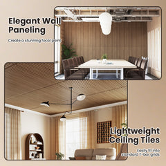 12-Pack PVC Slat Wall Panels for Interior Wall Decoration for Living Room and TV Background-Walnut