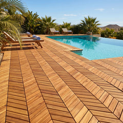 12 x 12 Inch 30 Pieces Acacia Wood Interlocking Deck Tiles- Natural