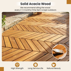 12 x 12 Inch 30 Pieces Acacia Wood Interlocking Deck Tiles- Natural