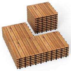 12 x 12 Inch 54 Pieces Acacia Wood Interlocking Deck Tiles-Natural
