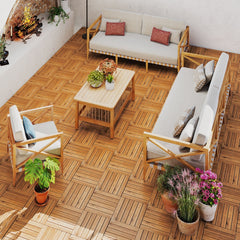 12 x 12 Inch 54 Pieces Acacia Wood Interlocking Deck Tiles-Natural