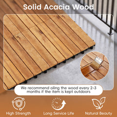 12 x 12 Inch 54 Pieces Acacia Wood Interlocking Deck Tiles-Natural