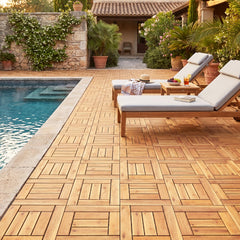 12 inches x 12 inches Indoor Outdoor Floor Tiles for Patio Balcony Backyard Porch Poolside-Natural