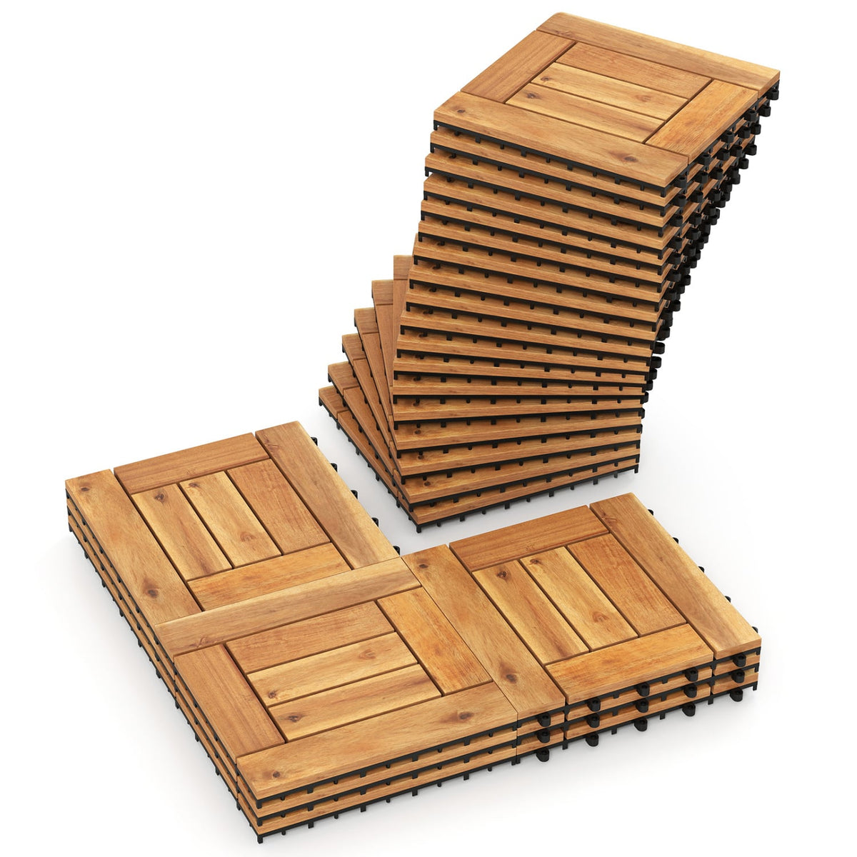 12 inches x 12 inches Indoor Outdoor Floor Tiles for Patio Balcony Backyard Porch Poolside-Natural