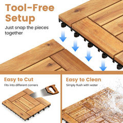 12 inches x 12 inches Indoor Outdoor Floor Tiles for Patio Balcony Backyard Porch Poolside-Natural