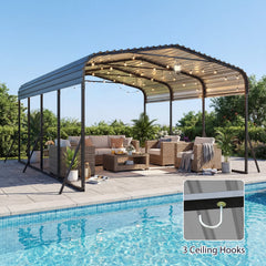 12 x 20 Feet Heavy-Duty Carport Outdoor Galvanized Steel Garage Car Shelter-Black
