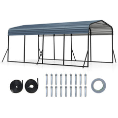 12 x 20 Feet Heavy-Duty Carport Outdoor Galvanized Steel Garage Car Shelter-Black