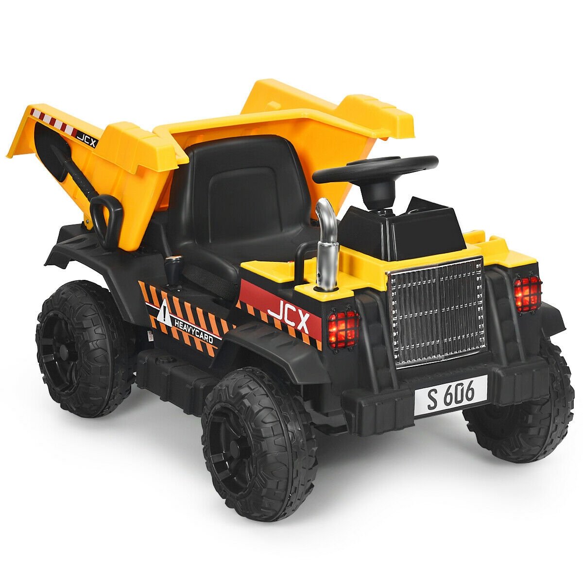 12V Kids Ride On Dump Truck with Electric Dump Bed, Detachable Shovel, Parental Remote and Seat Belt, 66 lb Limit, Yellow