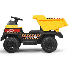 12V Kids Ride On Dump Truck with Electric Dump Bed, Detachable Shovel, Parental Remote and Seat Belt, 66 lb Limit, Yellow
