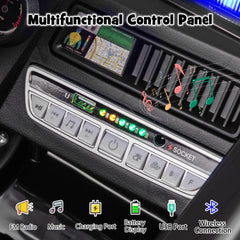 12V Kids Ride On Police Car with Working Megaphone, Siren, Flashing Lights, Lockable Storage and Parent Remote, Black