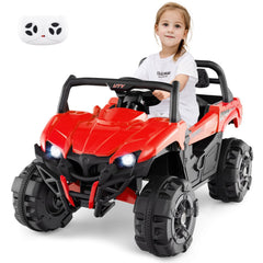 12V Kids Ride On UTV Truck with Soft Start, 15 Degree Climbing, Lockable Doors, Cargo Bed and Parent Remote, Red