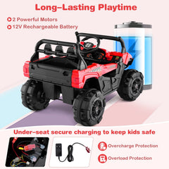 12V Kids Ride On UTV Truck with Soft Start, 15 Degree Climbing, Lockable Doors, Cargo Bed and Parent Remote, Red