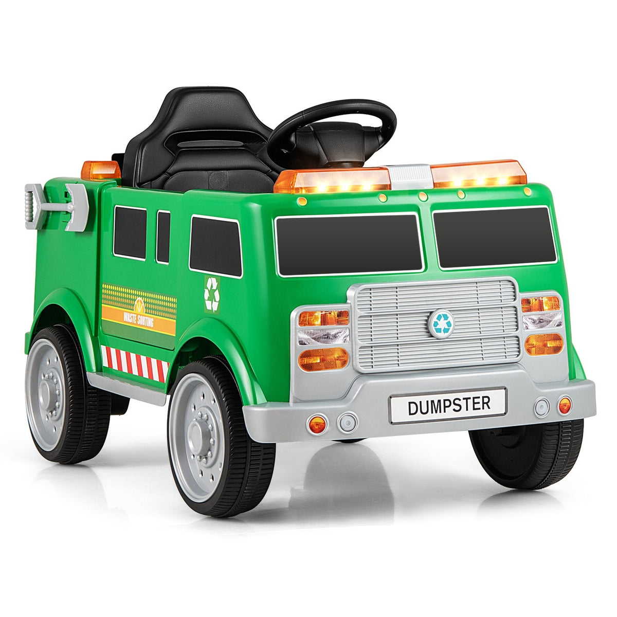 12V Kids Ride On Garbage Truck with Sorting Station, Trash Bin, Shovel, Dual 30W Motors and Parent Remote, Green