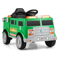 12V Kids Ride On Garbage Truck with Sorting Station, Trash Bin, Shovel, Dual 30W Motors and Parent Remote, Green