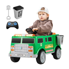 12V Kids Ride On Garbage Truck with Sorting Station, Trash Bin, Shovel, Dual 30W Motors and Parent Remote, Green