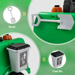 12V Kids Ride On Garbage Truck with Sorting Station, Trash Bin, Shovel, Dual 30W Motors and Parent Remote, Green