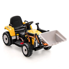 12V Kids Ride On Excavator with Adjustable Arm and Bucket, Parent Remote, Seat Belt and 66 lb Limit, Ages 3 to 8, Yellow