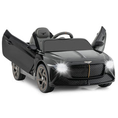 12V Licensed Bentley Bacalar Kids Ride On Racer with 5 Speed Settings, Gas Rod Doors and Spring Suspension, 66 lb, Black