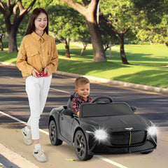 12V Licensed Bentley Bacalar Kids Ride On Racer with 5 Speed Settings, Gas Rod Doors and Spring Suspension, 66 lb, Black