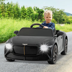 12V Licensed Bentley Bacalar Kids Ride On Racer with 5 Speed Settings, Gas Rod Doors and Spring Suspension, 66 lb, Black