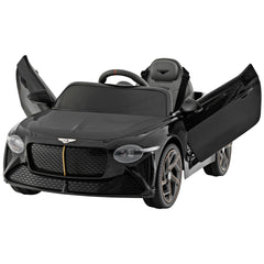 12V Licensed Bentley Bacalar Kids Ride On Racer with 5 Speed Settings, Gas Rod Doors and Spring Suspension, 66 lb, Black