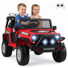 12V 2 Seater Kids Ride On Truck with 2 x 45W Motors, 4 Wheel Spring Suspension, Lockable Doors and Parent Remote, Red