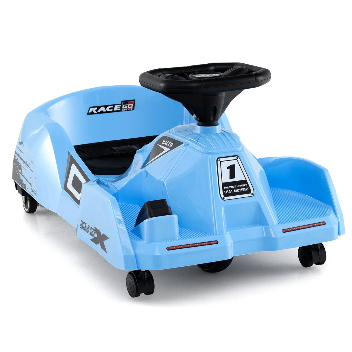 12V Kids Electric Go Kart with Detachable Toy Mop, 10 Cloths, Parent Remote and Emergency Brake, Ages 2 to 5, Blue