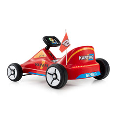 12V Kids Electric Go Kart with Bucket Seat and Belt, 3 Racing Flags, LED Tail Strip and Parent Remote, 33 Inch, Red