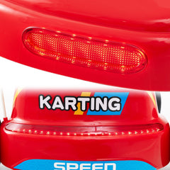 12V Kids Electric Go Kart with Bucket Seat and Belt, 3 Racing Flags, LED Tail Strip and Parent Remote, 33 Inch, Red