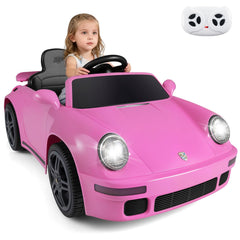 12V Licensed RUF CTR Kids Ride On Sports Car with 4 Songs, Rear Wing, Seat Belt and Parent Remote, 55 lb Limit, Pink