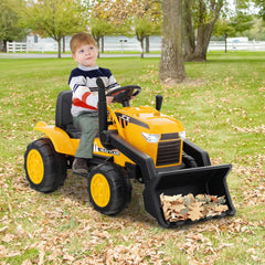 12V Kids Ride On Excavator with Adjustable Digging Bucket, Locking Arm Hook, Slow Start and Adult Only Remote, Yellow