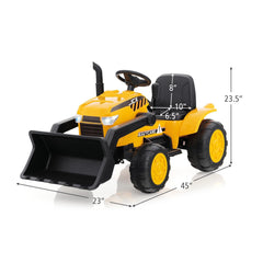 12V Kids Ride On Excavator with Adjustable Digging Bucket, Locking Arm Hook, Slow Start and Adult Only Remote, Yellow
