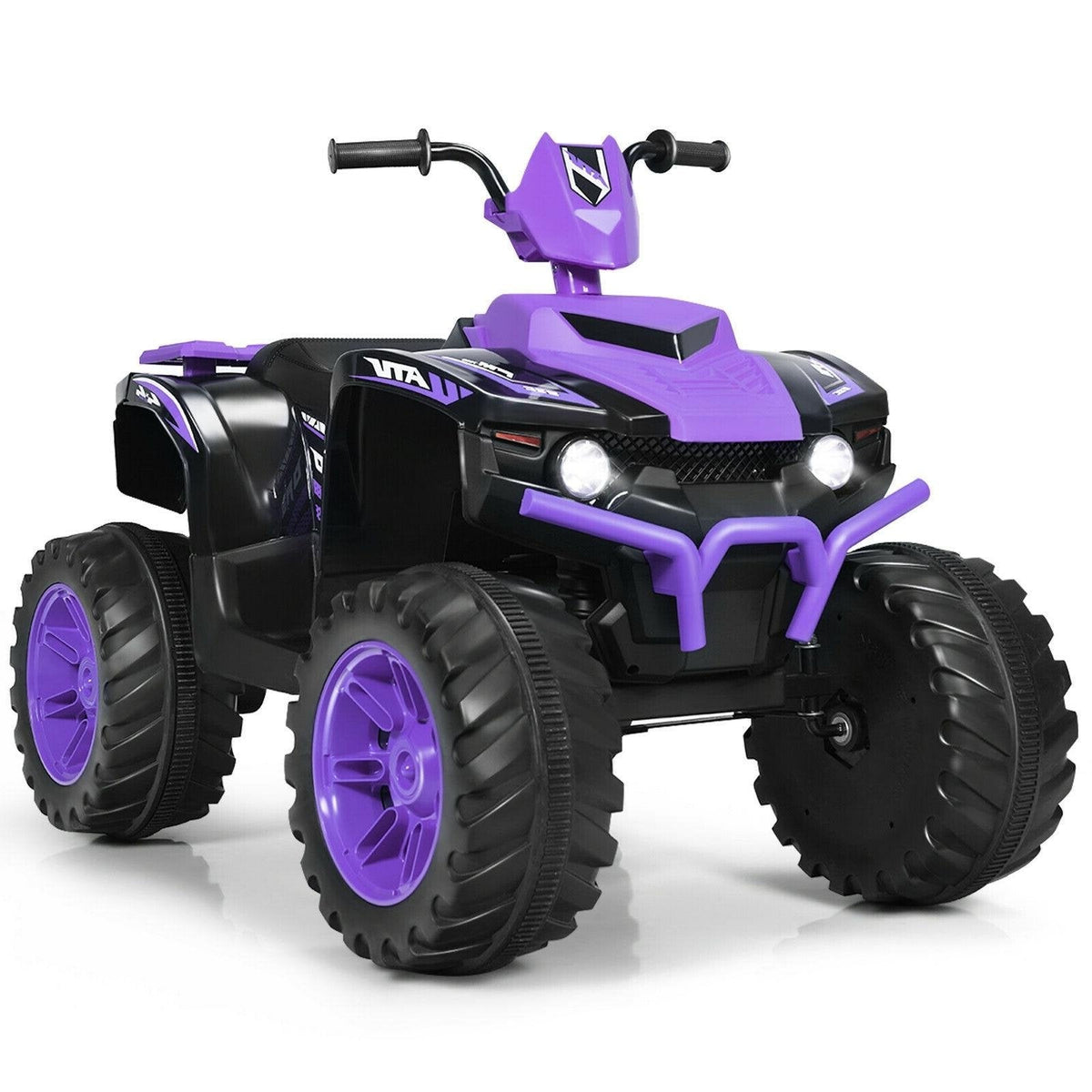 12V Kids Ride On ATV Quad with 77 lb Load Rating, Slow Start, High and Low Speed and LED Lights, Ages 3 to 7, Purple