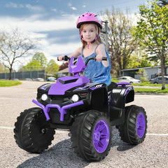 12V Kids Ride On ATV Quad with 77 lb Load Rating, Slow Start, High and Low Speed and LED Lights, Ages 3 to 7, Purple