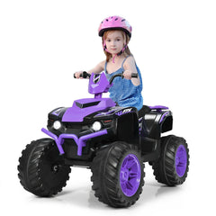 12V Kids Ride On ATV Quad with 77 lb Load Rating, Slow Start, High and Low Speed and LED Lights, Ages 3 to 7, Purple