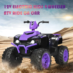 12V Kids Ride On ATV Quad with 77 lb Load Rating, Slow Start, High and Low Speed and LED Lights, Ages 3 to 7, Purple