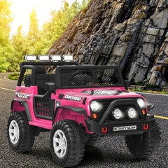 12V Kids Ride On Truck with Parent Remote That Overrides the Pedal, Front and Rear Suspension, 1 to 5 mph, Pink