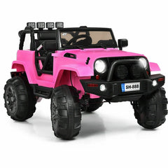 12V Kids Ride On Truck with Magnetic Door Locks, Spring Suspension, Multi Point Belt and 2.4G Remote, 46.5 Inch, Pink