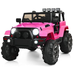 12V Kids Ride On Truck with Magnetic Door Locks, Spring Suspension, Multi Point Belt and 2.4G Remote, 46.5 Inch, Pink