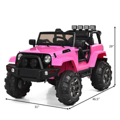 12V Kids Ride On Truck with Magnetic Door Locks, Spring Suspension, Multi Point Belt and 2.4G Remote, 46.5 Inch, Pink