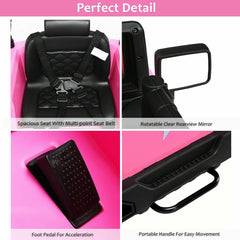 12V Kids Ride On Truck with Magnetic Door Locks, Spring Suspension, Multi Point Belt and 2.4G Remote, 46.5 Inch, Pink