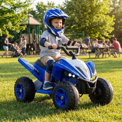 12V Kids Ride On ATV Quad, 33 Inch with 14.5 Inch Seat, Dual 15W Motors, 3 to 7 mph and 66 lb Capacity, Navy