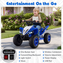 12V Kids Ride On ATV Quad, 33 Inch with 14.5 Inch Seat, Dual 15W Motors, 3 to 7 mph and 66 lb Capacity, Navy