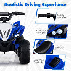 12V Kids Ride On ATV Quad, 33 Inch with 14.5 Inch Seat, Dual 15W Motors, 3 to 7 mph and 66 lb Capacity, Navy