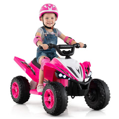 12V Kids Ride On ATV Quad with Anti Slip Handlebars, Wide Seat, LED Headlights and 66 lb Capacity, 3 to 7 mph, Pink